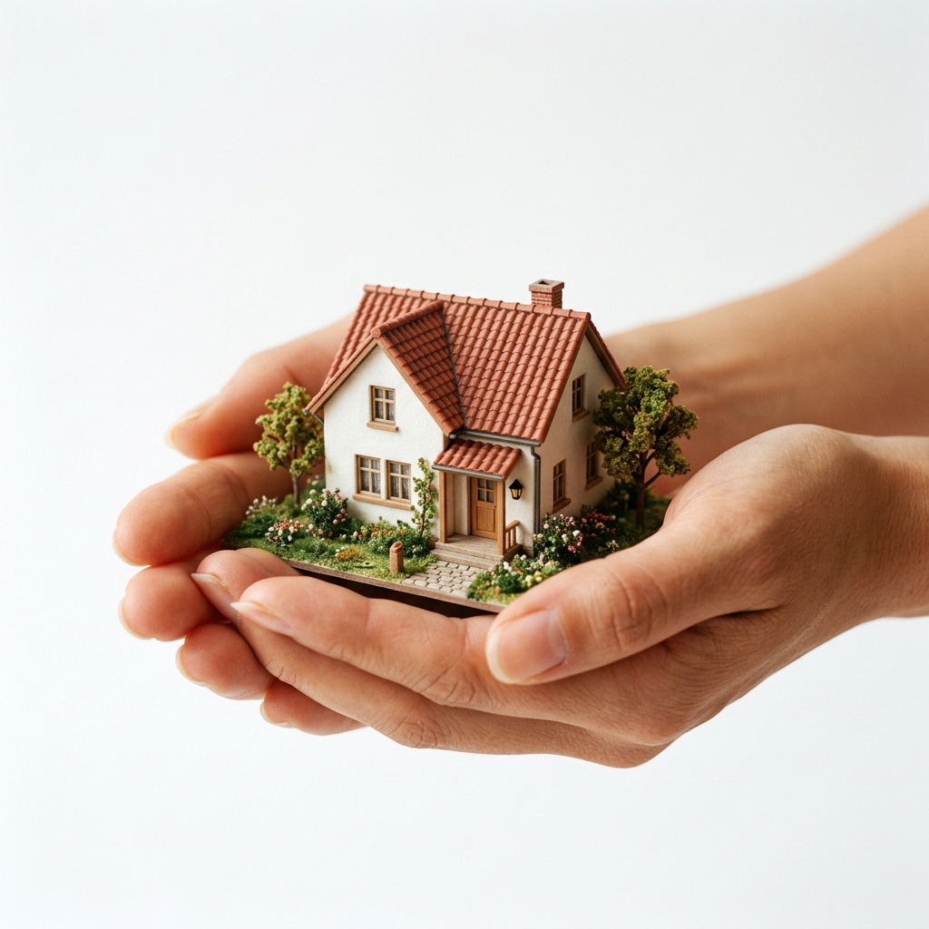 Hands holding a house representing care for your property
